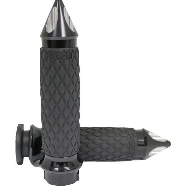DIA-65-AN-SPIKE - Avon Grips Contour Grips For Harley Davidson FLDE 1750 2018-2020 Diamond Spiked - Black