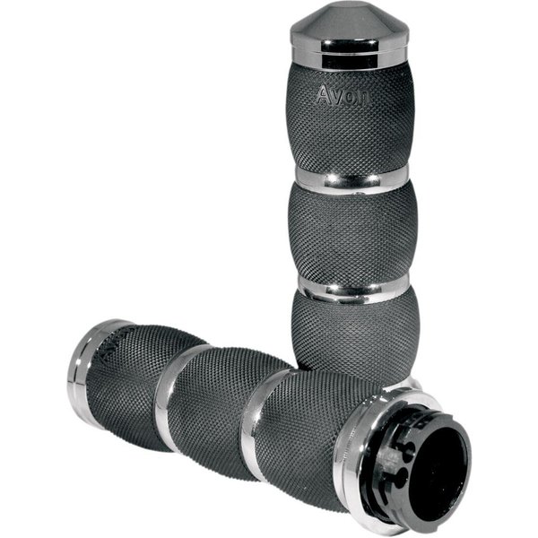 AIR-90 - Avon Grips 3-Ring Air Cushioned Grips For Harley Davidson FLD 1690 2012-2013 - Black/Chrome