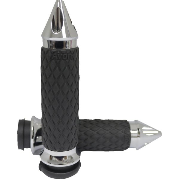 DIA-60-CH-SPIKE - Avon Grips Contour Grips For Harley Davidson FLDE 1750 2018-2020 Diamond Spiked - Black/Chrome