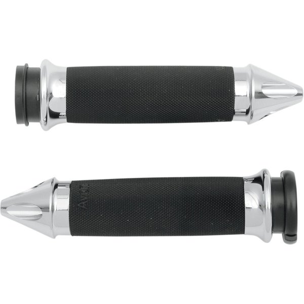 CC-85-CH-SPK-FL - Avon Grips Custom Spike End Grips For Harley Davidson FLDE 1750 2018-2020 - Black/Chrome