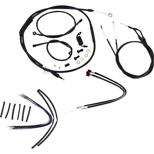 B30-1121 - Burly Cable/Line Kit for Ape Hanger Handlebars For Harley Davidson FXDB 1584 2012-2013 30.5cm (12") - Black