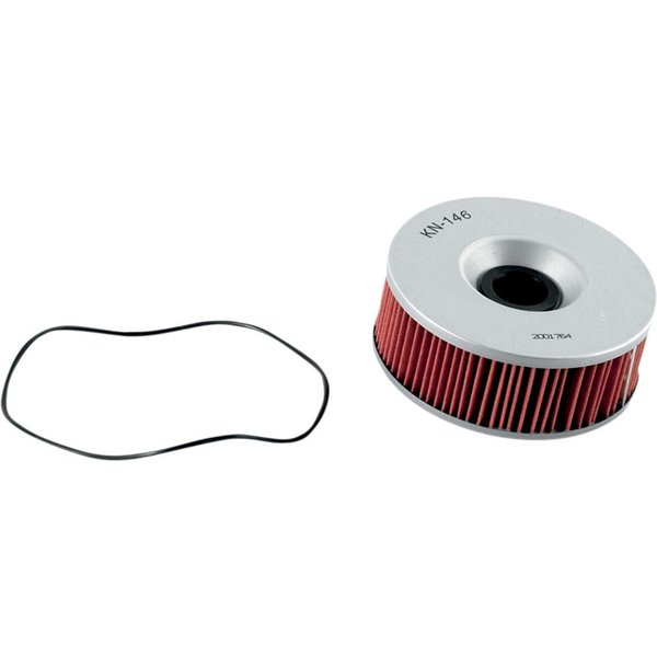 KN-146 - K&N Performance Oil Filter For Yamaha VMX-12 1200 1987-1995 - Red/Silver