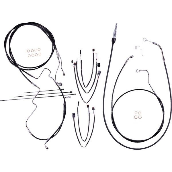 4891191 - Magnum Shielding XR Handlebar Cable Install Kit For Harley Davidson FLH 1868 2021 30.5 - 35.5cm (12" - 14") - Black/Chrome