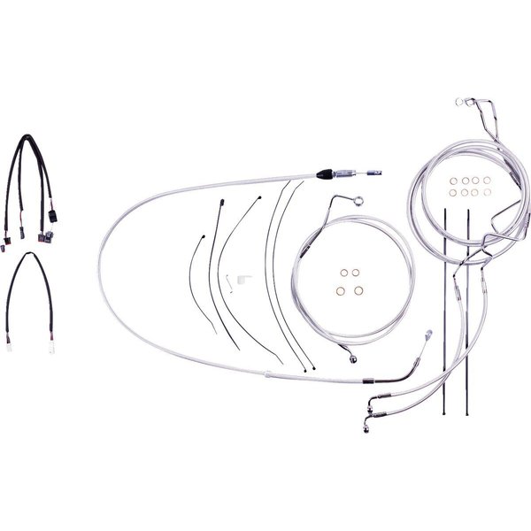 3871192 - Magnum Shielding Sterling Chromite II Designer Handlebar Cable Install Kit For Harley Davidson FLH 1868 2021 38 - 43cm (15" - 17") - Chrome/Clear-Coated