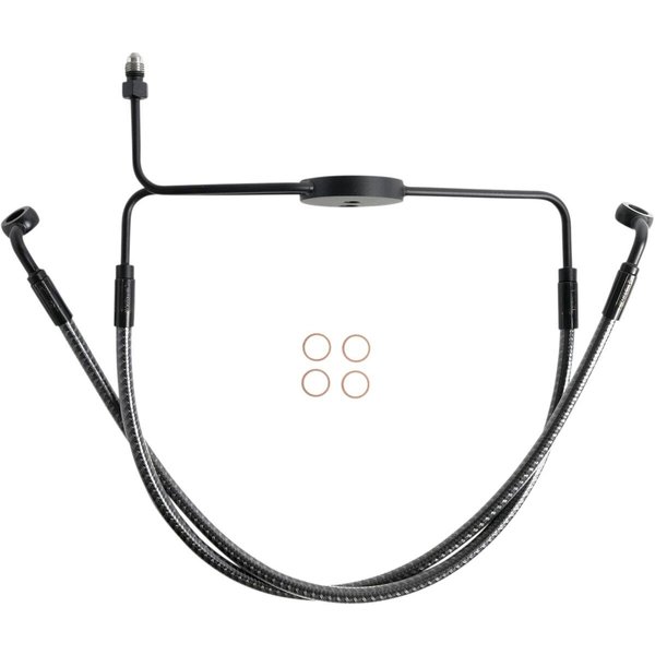 77013 - Magnum Shielding Brake Hose For Harley Davidson FXDF 1584 2008-2011 Front Standard - Carbon Fiber/KARBONFIBR/Silver