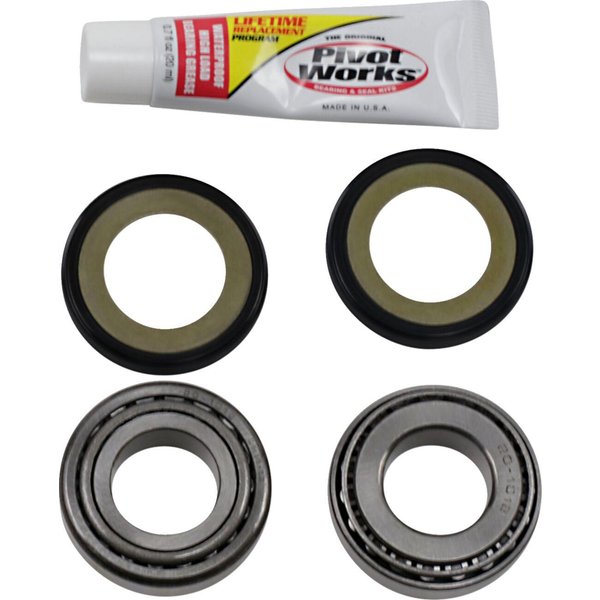 PWSSK-HD01-000 - Pivot Works Steering Stem Bearing Kit For Harley Davidson FLD 1690 2012-2013 - Black/Chrome