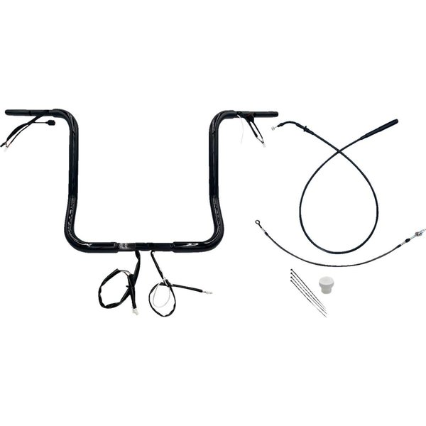 939016-B - Fat Baggers Inc. 1-1/4" EZ Install Round Top Handlebar For Harley Davidson FLHX 1923 2024-2025 40.5 cm (16") - Black