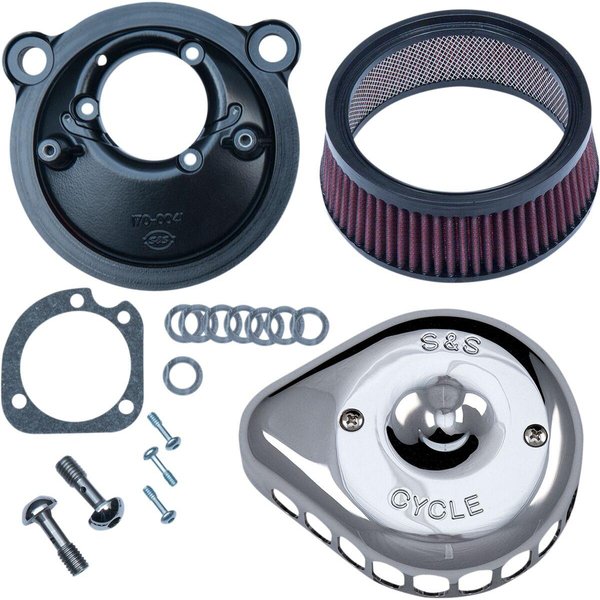 170-0439C - S&S Cycle Mini Teardrop Stealth Air Cleaner Kit For Harley Davidson XL 1200 C 2007-2020 - Chrome