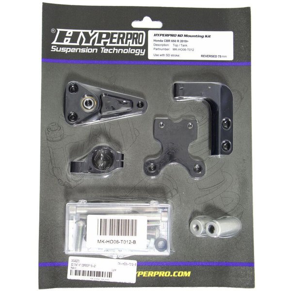MK-HO06-T012-B - Hyperpro Steering Damper Mounting Kit For Honda CBR650R 2019-2023 - Black