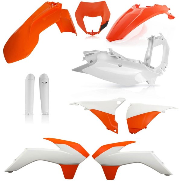 0021811.553.016 - Acerbis Full Enduro Plastics Kit - KTM EXC125/250/300 & EXC-F 2016 - OEM '16 (Orange/White)