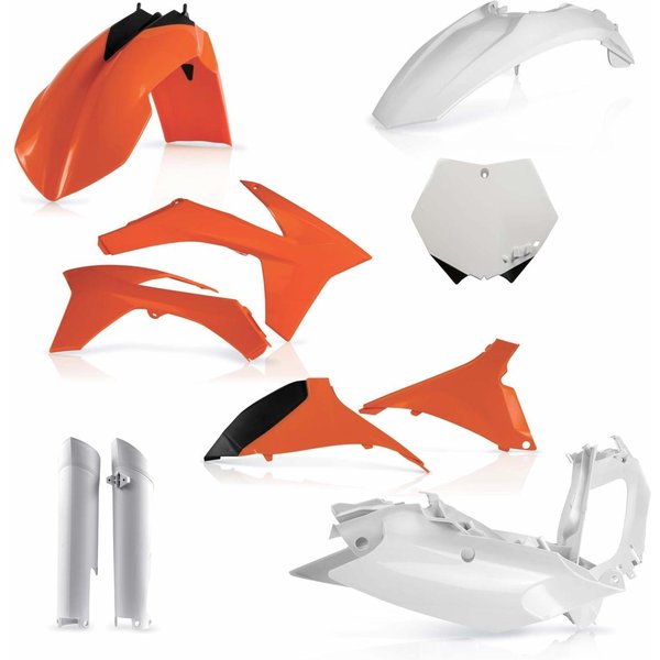 0015702.553.012 - Acerbis Full Plastics Kit - KTM SX 125/150/250 2012, SXF 250-505 2011-12 - OEM '12 (Orange/White)