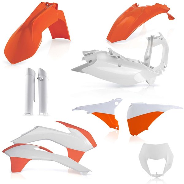 0017204.553.015 - Acerbis Full Plastics Kit - KTM EXC 125-380 & EXC-F 250-540 2014-15 - OEM '15 (White/Orange)