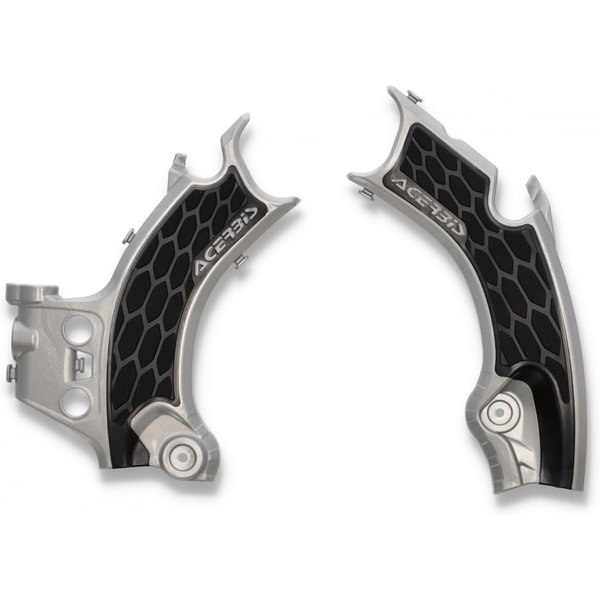 0024715.223 - Acerbis X-Grip Frame Guards - Honda CRF250R/ CRF250RX & CRF300RX 2022-2024, CRF450R & CRF450RX 2021-2024 - Silver/ Black