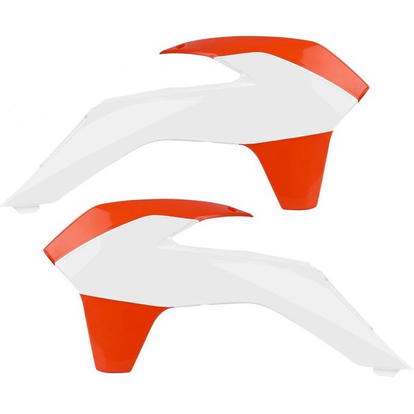 Polisport Radiator Scoops - KTM SX/SXF 2013-15, SX250 2016, EXC/EXC-F 2014-16, XC/XC-F 2016 - White/Orange Gloss