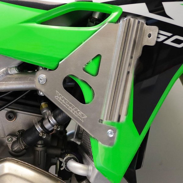 18-301 - Works Connection Radiator Braces For Kawasaki KXF250 & KX250XC 2025, KXF450 2024-2025 Silver