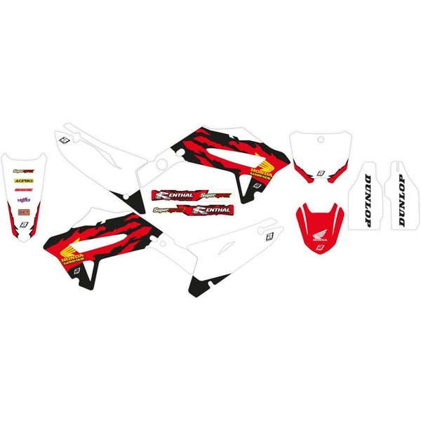 2148AA/01 - Blackbird Retro Graphics Kit For Honda CRF250F 2022-2025 - Black/Red/White