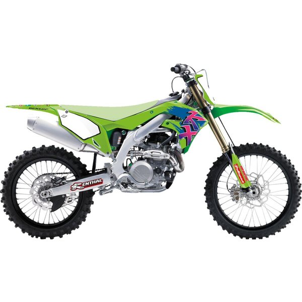 2425AA - Blackbird Retro Graphics Kit For Kawasaki KX250 2021-2024 - Blue/Green/Pink