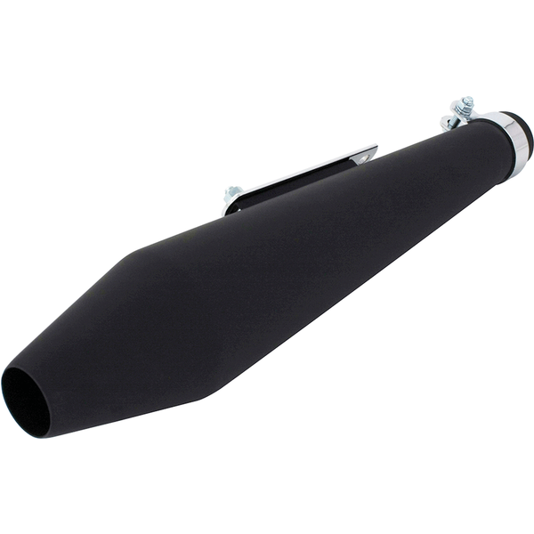 Bike It Universal 19" Cone Fixed Baffle 38-45mm ID Bracket Silencer - Matt Black