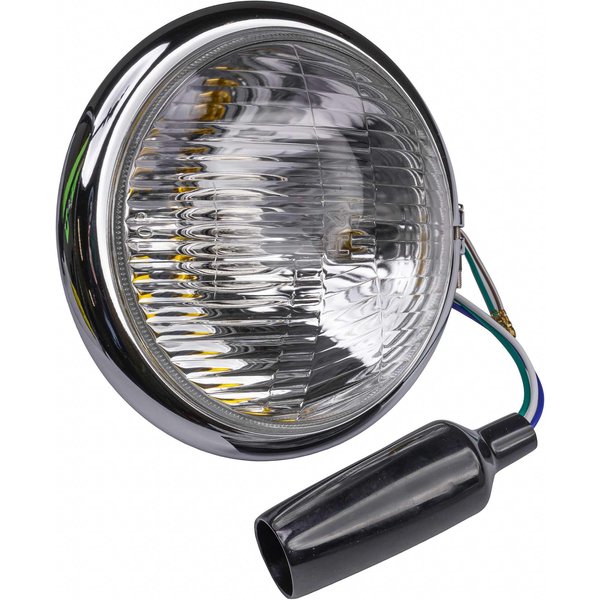 Bike It Universal Bates Style 5 3/4" Bottom Mount Left Dip Headlight - Chrome