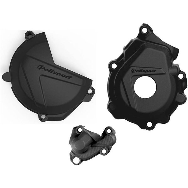 90974 - Polisport Clutch & Ignition Cover Protectors For KTM SXF 250/350 & Husqvarna FC 250/350 2016-2022 Black
