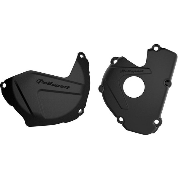 90951 - Polisport Clutch & Ignition Cover Protectors For Kawasaki KXF250 2017-2020 Black