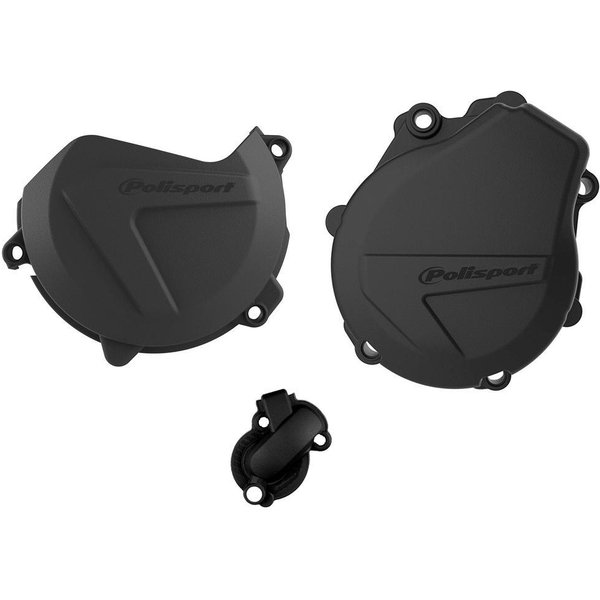 90991 - Polisport Clutch & Ignition Cover Protectors For KTM EXC-F 450/500 & Husqvarna FE 450/501 2017-2023 Black