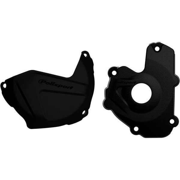 90949 - Polisport Clutch & Ignition Cover Protectors For Kawasaki KXF250 2013-2016 Black