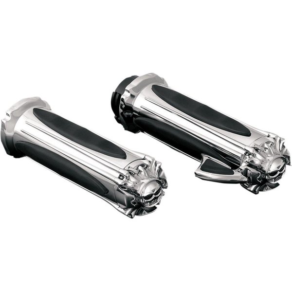 KUR6295 - Kuryakyn Zombie Grips For 1" Bars For Harley Davidson FLD 1690 2012 - Black/Chrome