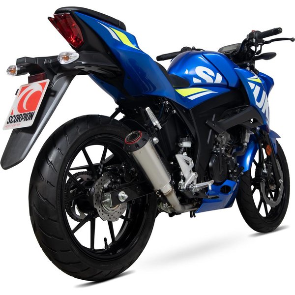 PSI124TEO - Scorpion Red Power Full System Satin Titanium Exhaust - Suzuki GSX-S 125 2017 - 2020
