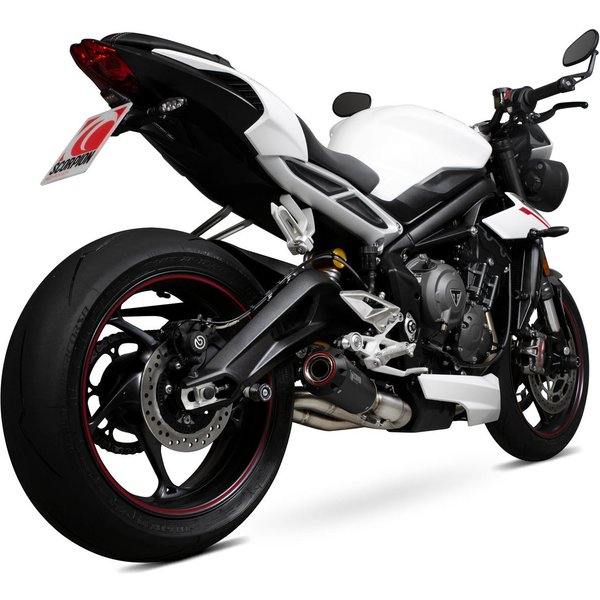 PTR87BCER - Scorpion Red Power Black Ceramic Exhaust - Triumph Street Triple 765 2017 - 2019