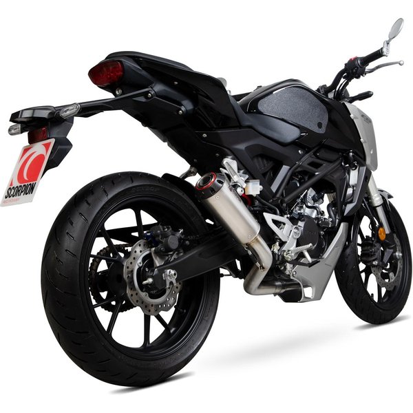 PHA183SYSTEO - Scorpion Red Power Satin Titanium Exhaust - Honda CB 125 R 2018 - 2019