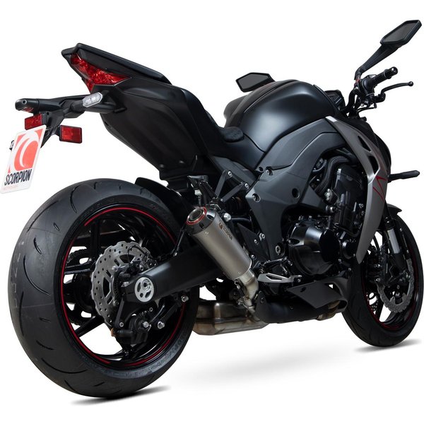 PKA131TEO - Scorpion Red Power Satin Titanium Slip-On Exhaust (Pair) - Kawasaki Z1000 2017 - 2019