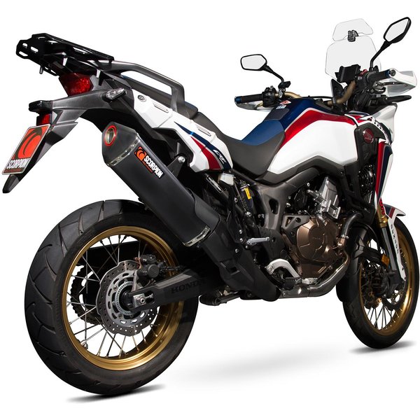 RHA173BCER - Scorpion Serket Parallel Black Ceramic Oval Exhaust - Honda CRF 1000 L Africa Twin 2015 - 2017