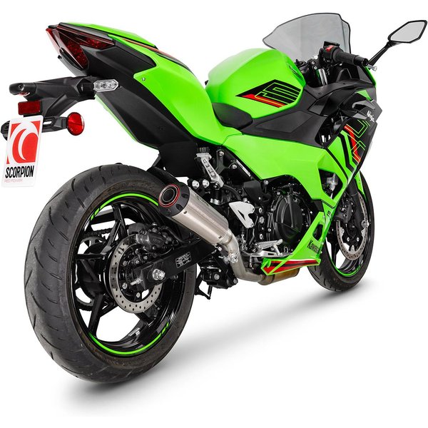 PKA149SEO - Scorpion Red Power Slip-On Stainless Steel For Kawasaki Ninja 500 2024-2025