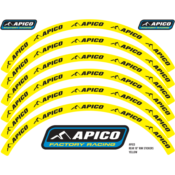 RIMSTICKER YLW/BLK - Apico Rim Sticker Kit 21" Front & 18" Rear Yellow/black
