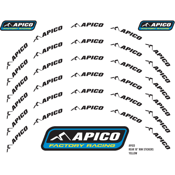 RIMSTICKER WHT/BLK - Apico Rim Sticker Kit 21" Front & 18" Rear White/black