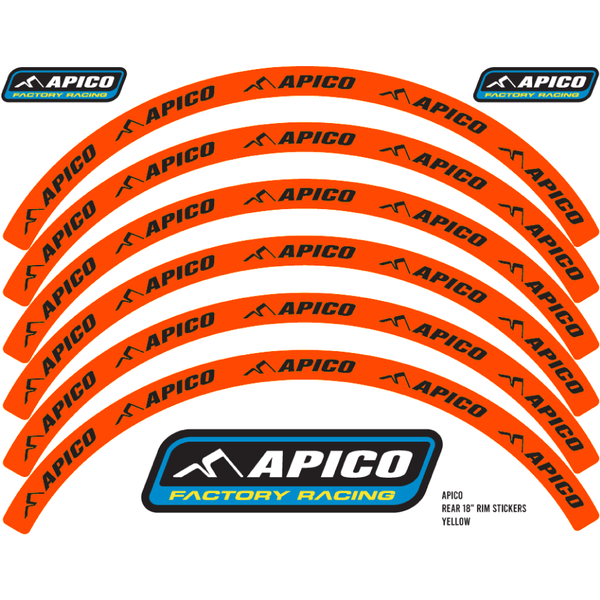 RIMSTICKER ORA/BLK - Apico Rim Sticker Kit 21" Front & 18" Rear Orange/black