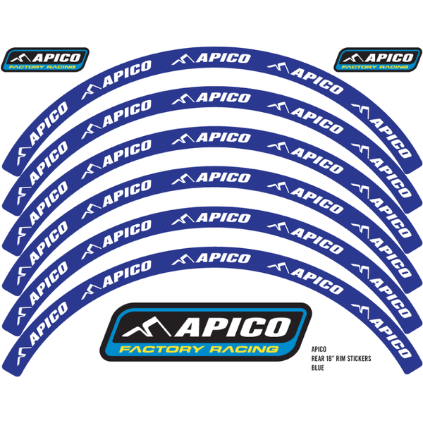 RIMSTICKER BLU/WHT - Apico Rim Sticker Kit 21" Front & 18" Rear Blue/white