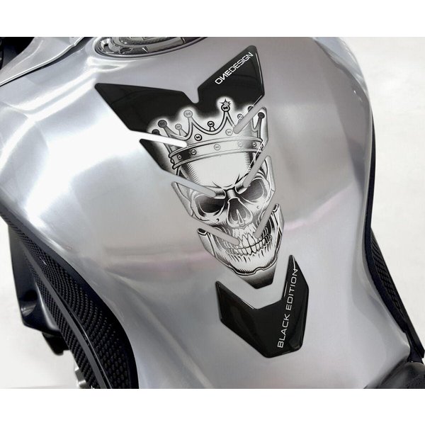 CGBE15P - Onedesign Resin/Soft Touch Tank Pad - Skull Black/White