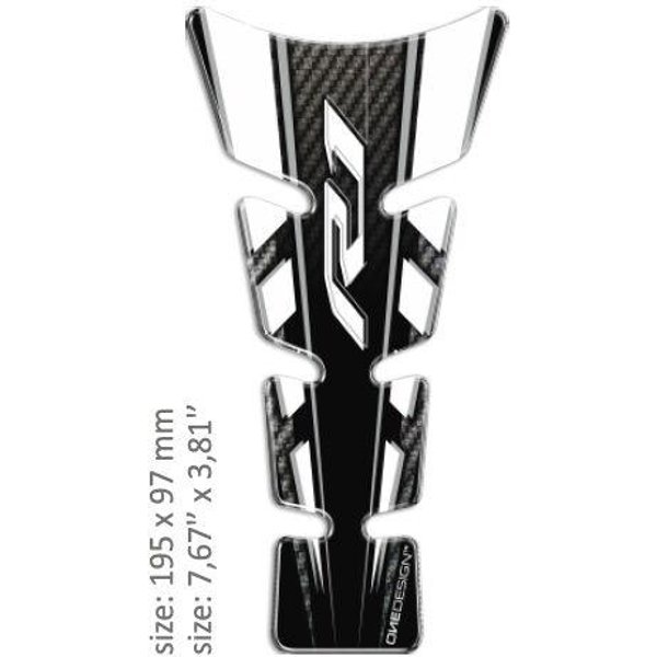 CGSLIBR1P - Onedesign Resin/Soft Touch Tank Pad For Yamaha YZF-R1 1000 2015-2022 Yamaha R1 Black/White