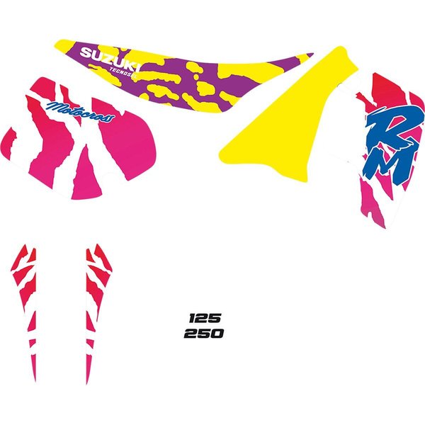 23V00 - Tecnosel Graphics Kit For Suzuki RM125 1989-1992 - Multi/Red/White/Yellow
