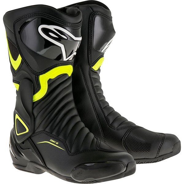 Alpinestars SMX-6 v2 CE Motorcycle Boots 41 Black Yellow Fluo (UK 7)
