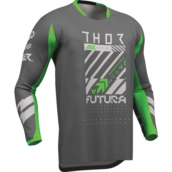 2910-8419 - Thor Launchmode Futura Jersey Medium - Charcoal Grey/Fluorescent Green/Light Grey