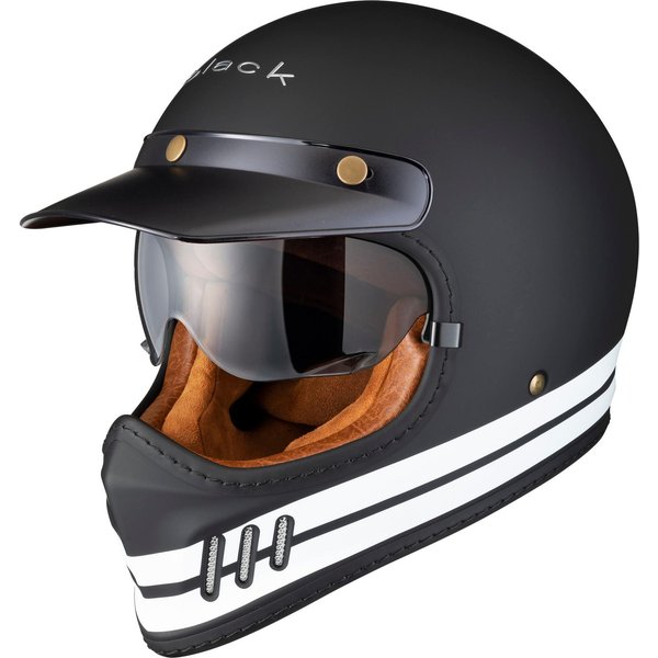 Black Royale Pureline Retro Motorcycle Helmet S Matt Black
