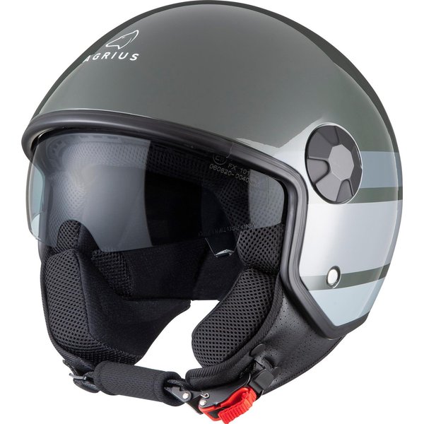 Agrius Score Stria Open Face Motorcycle Helmet M Gloss Grey
