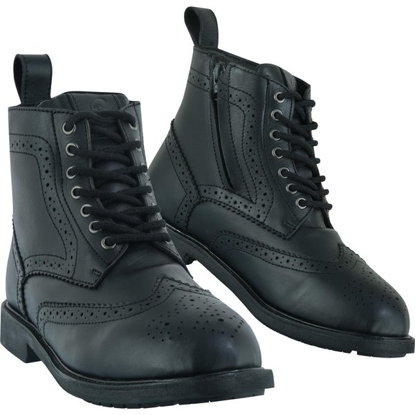 Black Officer Brogue Motorcycle Boots 41 Black (UK 7)