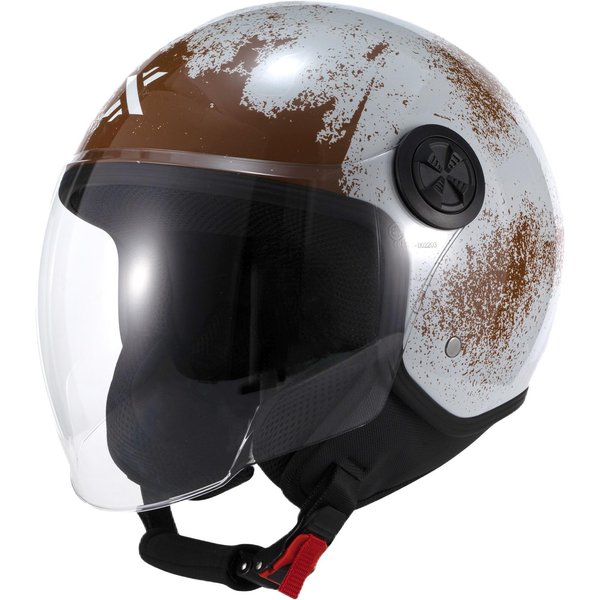 Shox Interceptor Rust Open Face Motorcycle Helmet XS Gloss Grey