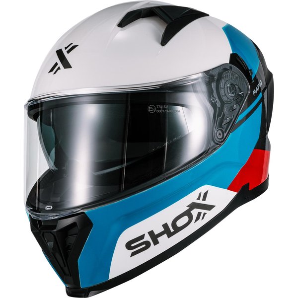 Shox Rapid Turbo Motorcycle Helmet XXL Gloss Blue White Red