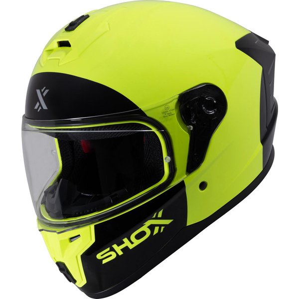 Shox Apex Base Motorcycle Helmet XL Gloss Hi-Vis Yellow Black