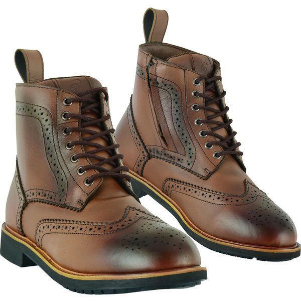 Black Officer Brogue Motorcycle Boots 42 Brown (UK 8)